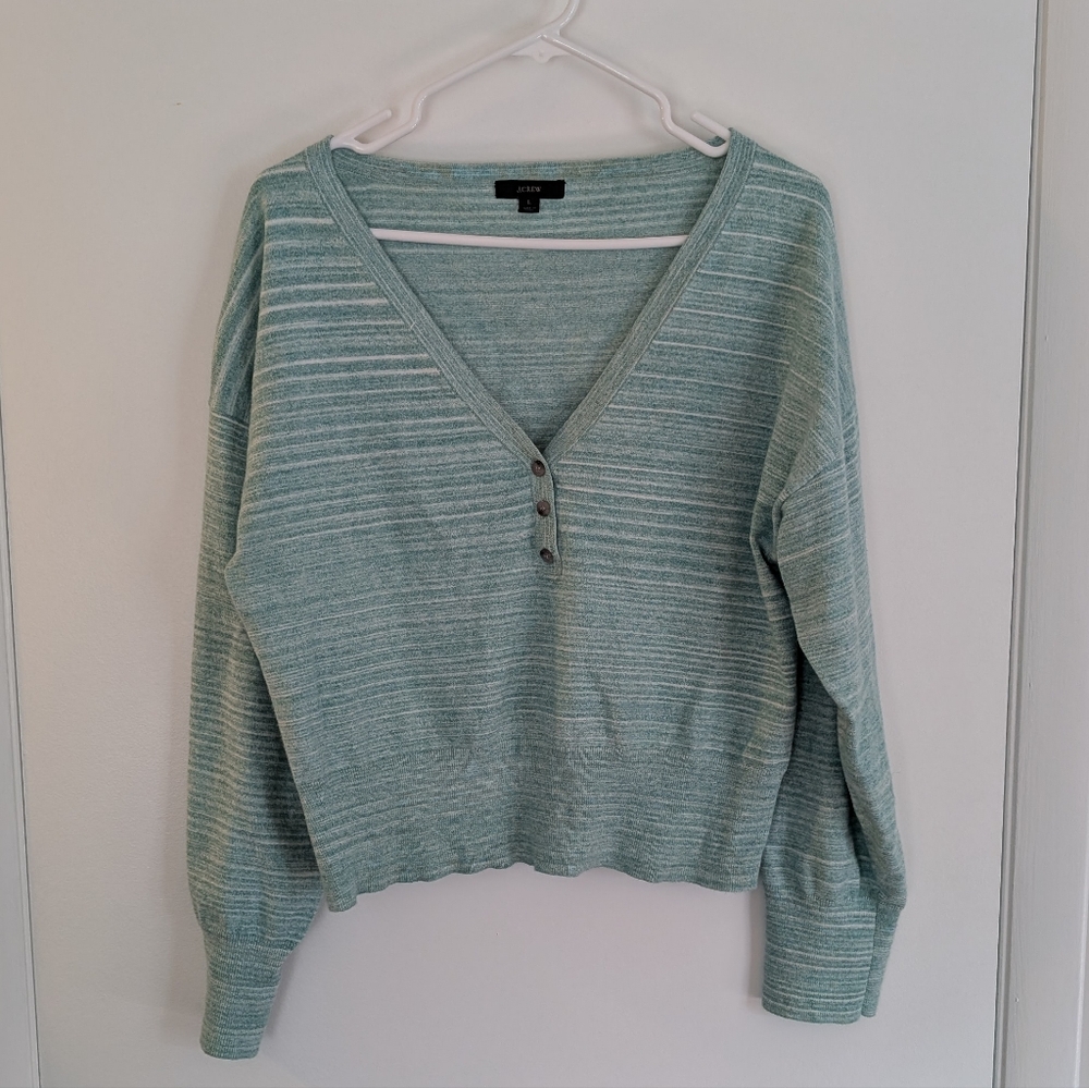 J.Crew Henley, lightweight cotton blend sweater size large